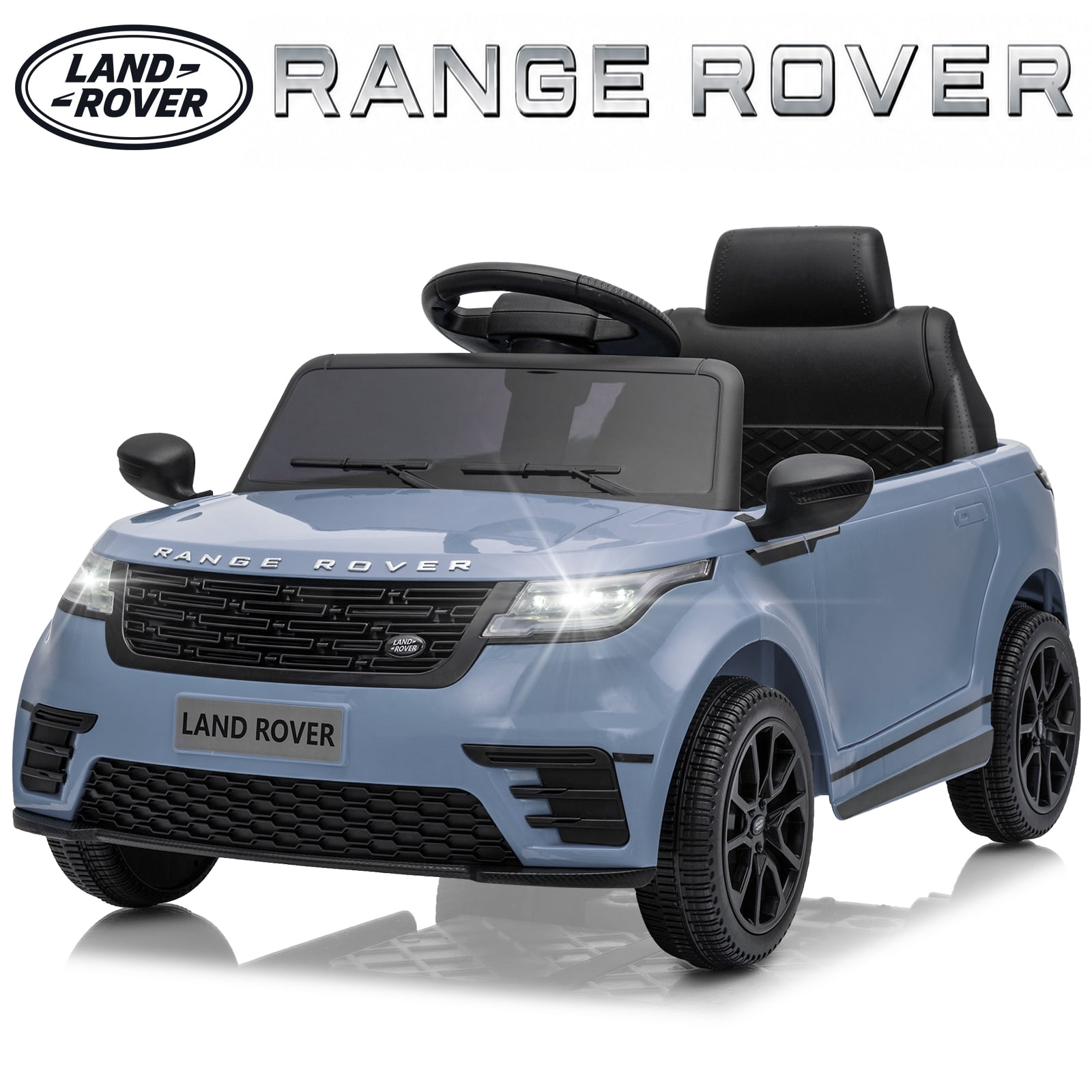 UBesGoo Licensed Land Rover Ride On Car, 12V Electric Car for Kids, Toddler Car Toy with Remote Control, LED Lights & Bluetooth, Ages 2-5, Gray Blue
