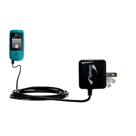 Gomadic Intelligent Compact AC Home Wall Charger suitable for the Nokia Slide - High output power with a convenient, foldable plug design - Uses TipEx
