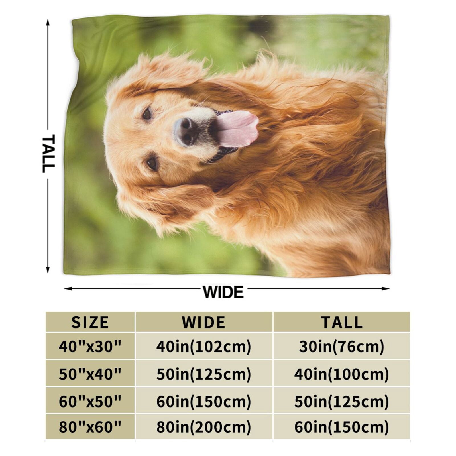 Wijzvio Golden Retriever Dog Throw Blanket Soft Fuzzy Fleece Blanket For Couch Bed Living Room Decoration 50"X40"