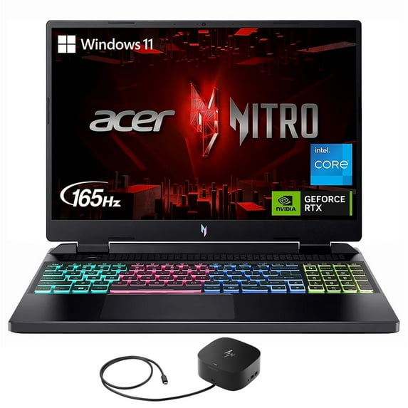 Acer Nitro AN16 Gaming/Entertainment Laptop (Intel i7-13700H 14-Core, 16.0in 165Hz Wide UXGA (1920x1200), GeForce RTX 4050, Win 11 Pro) with G2 Universal Dock