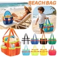 thumbnail image 2 of Beach Tote Bag Neon Green Multi Pocket Large Capacity Mesh For Swimming Vacation 1 Pack, 2 of 5