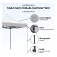 thumbnail image 3 of Toldo Carpa Lona Plegable Reforzado Impermeable Portátil 2x2M, 3 of 3