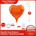 thumbnail image 2 of 10 Pcs Orange Heart Shape Foil Mylar Balloons 18 Inch Love Balloons for Valentine's Day Birthday Party Decorations Wedding Engagement Romantic Decor (Orange), 2 of 4