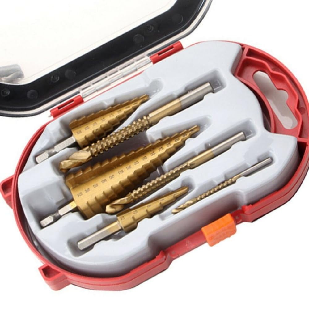 6Pcs Step Drill Bit Impact Drill Bits With Triangle Handle 35 ° Blade Design 2 Spiral Flutes High Hardness Wear Resistance 2-in-1 Metal Step Drill Bit