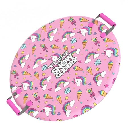 Flybar Kids 26” Unicorn Foam Saucer Disc Snow Sled with Slick Bottom for Kids  Ages 6+