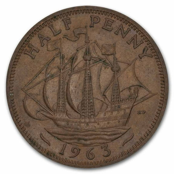 1953-1967 Great Britain Large Half Pennies Elizabeth II Avg Circ