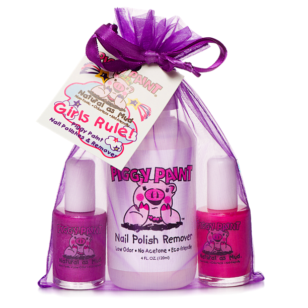 Piggy Paint 100 Nontoxic Girls Nail Polish Safe, Chemical Free Low Odor for Kids, Girls Rule