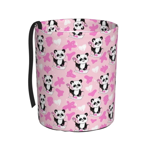 Naloa Funny Panda Draws A Heart Car Trash Can Garbage Car Accessories Trash Can Car Waste Bin for for Driver and Passenger Any Vehicle