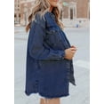 thumbnail image 5 of Chase Secret Women's Denim Jacket Boyfriend Long Sleeve Casual Distressed Jean Jacket with Pockets, 5 of 7
