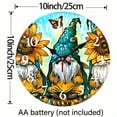 thumbnail image 3 of Wooden Wall Clock, gnomes sunflowers butterflies Print, Silent Mechanical Movement, Perfect for Living Room, Dorm, Bedroom, Kitchen, Home Office & More, Wall Clock Living Room, 3 of 8
