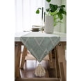 thumbnail image 1 of Nvzi Triangle Tassel Table Runner Green Wave Nordic Jacquard Geometric Table Flag Tassel Fashion Tea Flag Meal Flag Long Strip Polyester Cotton Tablecloth,Green 11.81*70inch, 1 of 5