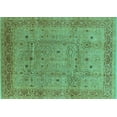 thumbnail image 1 of Ahgly Company Machine Washable Indoor Rectangle Oriental Turquoise Blue Industrial Area Rugs, 7' x 9', 1 of 4