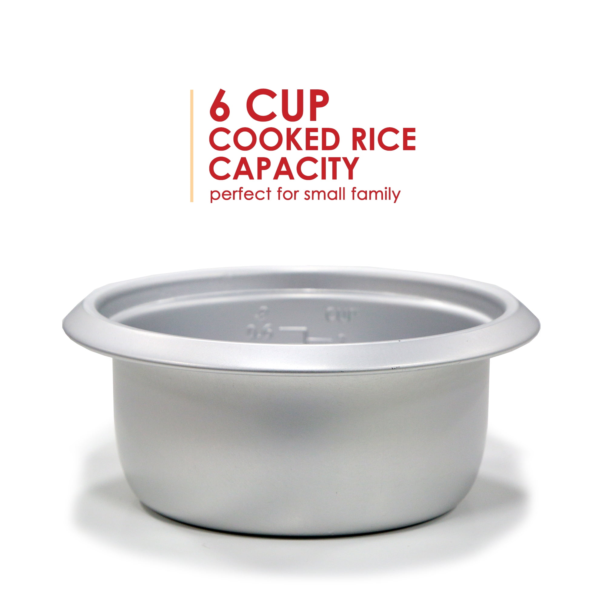 Cook with Color 6 Cup Rice Cooker 300W - Effortless Cooking and Perfectly, Cooks 3 Cups of Raw Rice for 6 Cups of Cooked Rice, Grey