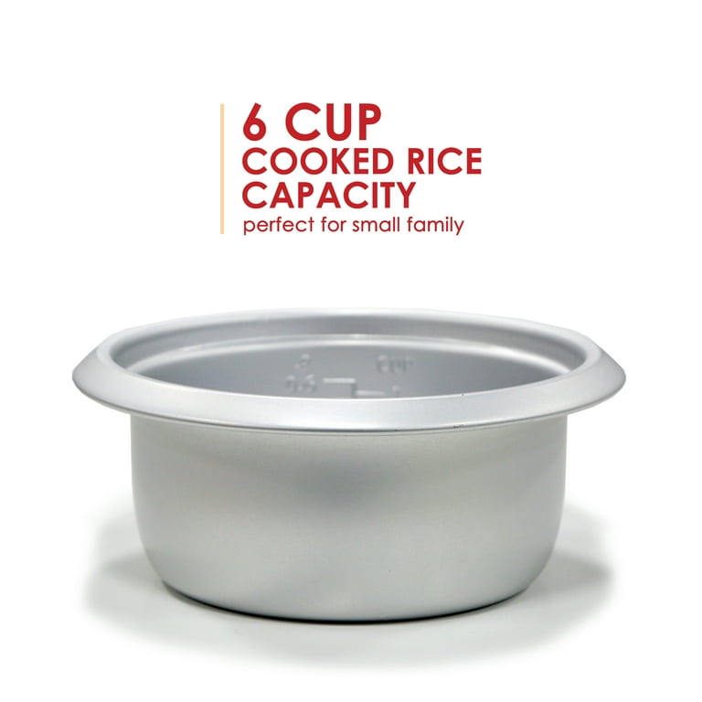 Elite Cuisine 6-Cup Rice Cooker with Glass Lid ERC-003