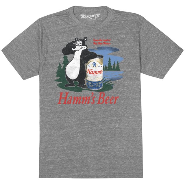Hamm's Bear Logo Gris Chiné T-Shirt Rétro Premium pour Hommes-Petit