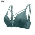 thumbnail image 2 of YWDJ Lounge Bras for Women Plus Size 2 Pack Front Closure Lounge Bras Size Small No Wire Comfortable Bras Spaghetti Straps Half Cup Push up Wrap Bras Padded Lace Bras Solid Bras Green L, 2 of 6