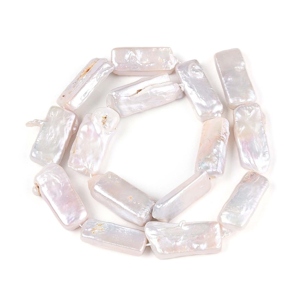 Natural Keshi Pearl Beads Strands Cultured Freshwater Pearl Rectangle Seashell Color 24~36x10~15x4~11mm Hole: 0.6mm about 11~15pcs/strand 14.76~15.75 inch(37.5~40cm)