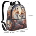 thumbnail image 4 of Lsque Romantic Flower Fox Pattern Backpack – School Travel Canvas Daypack with Ergonomic Padded Straps, Multiple Compartments & Leather Handle, 4 of 5