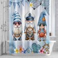 thumbnail image 2 of Ocean Gnome Bathroom Shower Curtain, Nautical Shell Sea Star Flag Flower Blue Gradient Waterproof Washable Soft Bath Curtain for Bathtub Decor with 12 Hooks&Grommet, 66x72 Inch, 2 of 9
