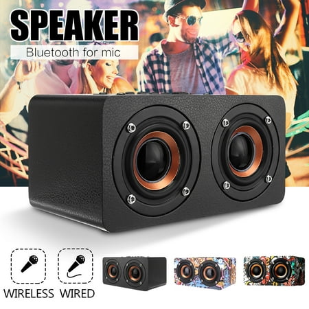 Grtsunsea Hi-Fi 3D Loud Quad Speaker Wireless Wooden FM Stereo Radio Super Bass Can Use as Bible Aduio Player Best Christmas