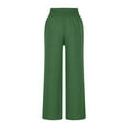thumbnail image 3 of WIZUTIZ Summer Pants for Women Retro Casual Loose Wide Leg Beach Pants Elastic Stretch High Rise 7/8 Length Slacks Pants Solid with Pockets Trousers for Ladies Dance Street Green, 3 of 5