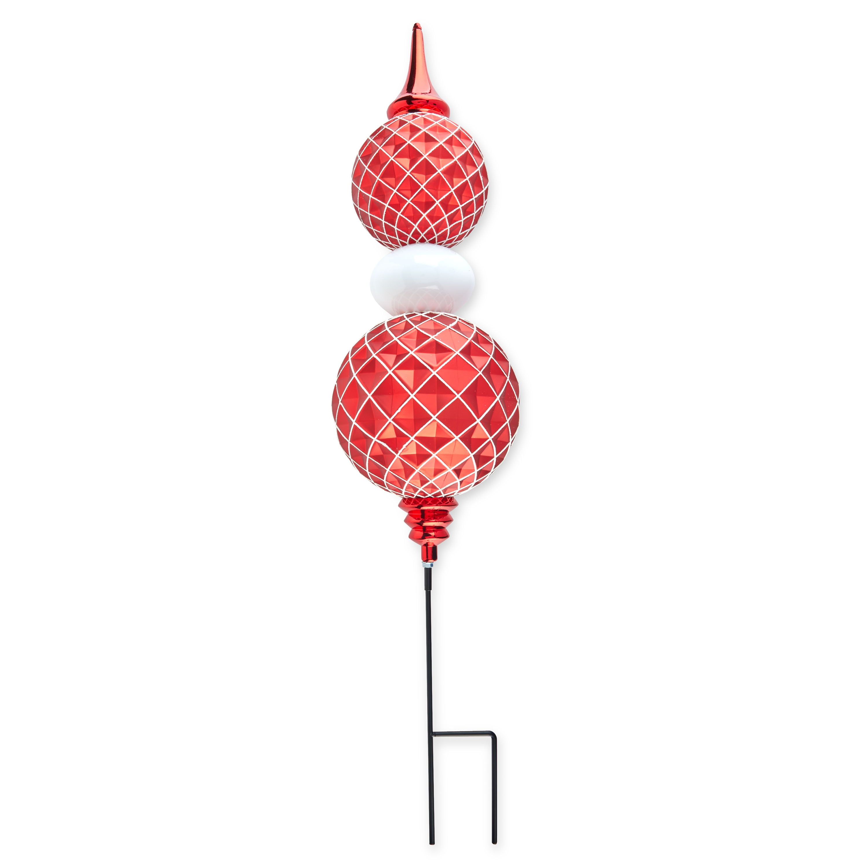 Holiday Time 34-inch Finial Shatterproof Christmas Lawn Stake, Red and White