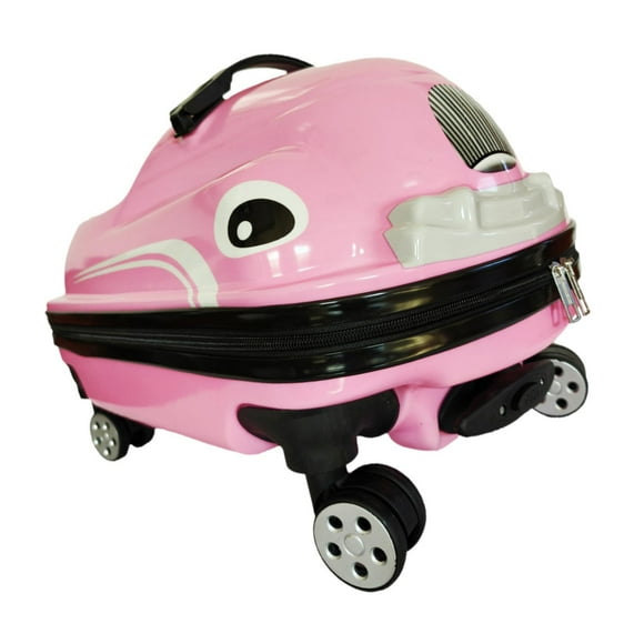 Bunblic 20" Kids Ride on Travel Suitcase Carry on Luggage,Portable, Children Hardside Rolling Luggage with Wheels for Boys Girls Kids Pink