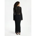 thumbnail image 2 of No Boundaries Lace Long Sleeve Crop Top and Midi Skirt Set, 2-Piece, Women’s, 2 of 4