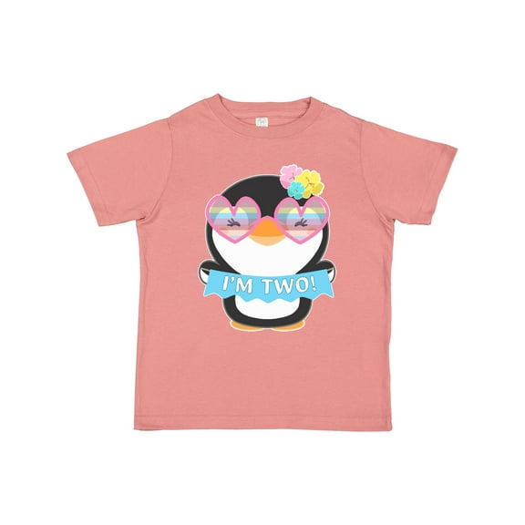 Inktastic I'm 2 Cute Penguin with Sunglasses and Flowers Boys or Girls Toddler T-Shirt