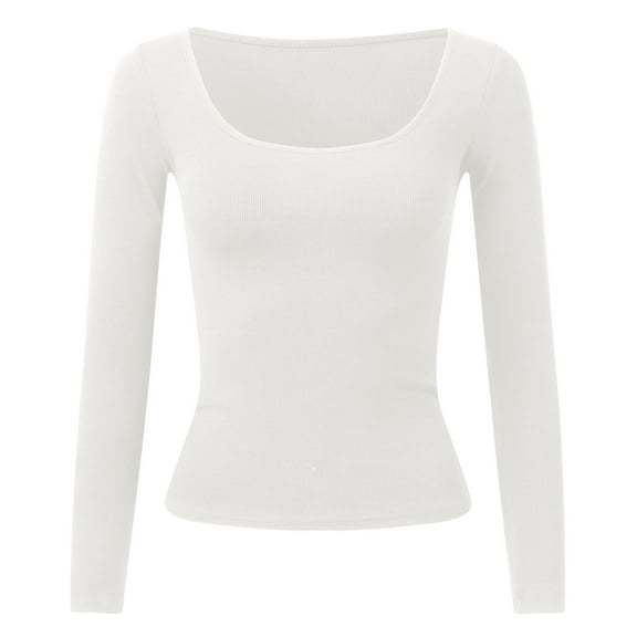 Zylarhe Womens T Shirts Women's Slim Fit Long Sleeve T-Shirt Soft Stretchy Comfortable Fall Winter Basic Top Casual Everyday Wear