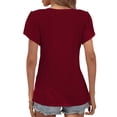 thumbnail image 2 of Mengpipi Women's Petal Sleeve Tops V Neck Short Sleeve Shirts Summer Casual Tshirts Loose Fit Blouses, L(US 12-14), 2 of 4
