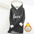 thumbnail image 2 of Oksale Fleece Lined Hoodies for Women Thermal Warm Winter Tops Cozy Long Sleeve Basic Tee Shirts Print Fall Clothes Dark Gray M, 2 of 4