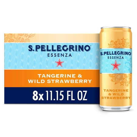 S.Pellegrino Essenza Tangerine & Wild Strawberry Flavored Mineral Water, 89.2 fl oz, 8 Pack Cans