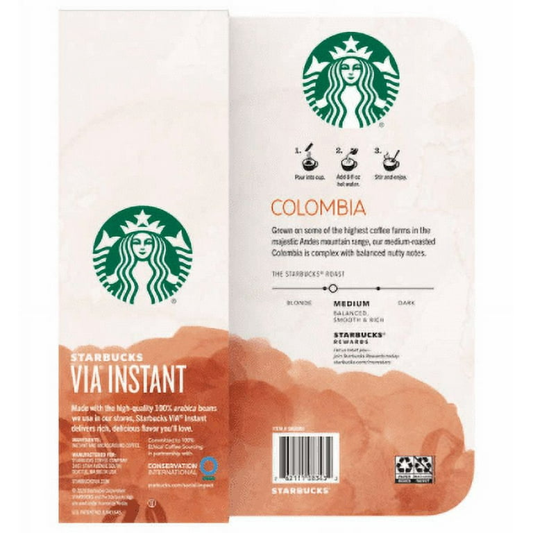 Starbucks VIA Instant Colombian Ground Coffee, Medium Roast, 26