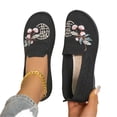 thumbnail image 2 of Casual Slip‑On Knit Shoes For Women Breathable Hollow Out Floral Embroidered Flat Walking Shoes Non‑Slip Soft Sole Daily Comfort Sneakers Lightweight Wide Width Walkin Shoes, 2 of 6