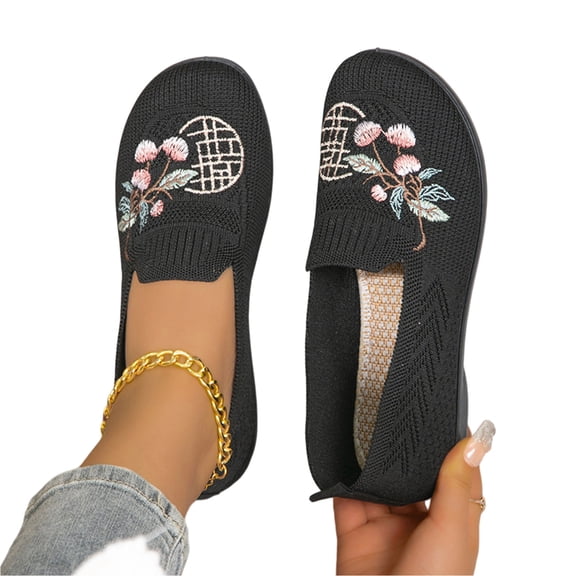 NexTorq Mesh Flats, Summer Shoes for Women, Athletic Shoes Women, Slip On Shoes Women, Casual Shoes Women's Summer Mesh Breathable Flat Shoes Ladies Comfort Light Women Slip on Loafers, Black, 36