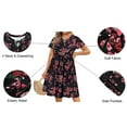 thumbnail image 2 of CASSIE LIZ Plus Size Short Sleeve Dress for Women Casual Floral Black Dress 3X Long Bohemian Sundress Drawstring Elegant V Neck Loose Fit Maxi Spring Summer Dress 3XL 22W 24W, 2 of 3