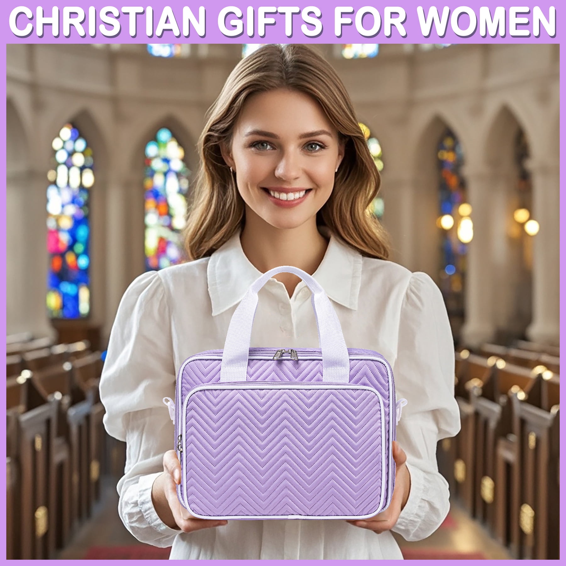 Bible Cover Case for Women with Shoulder Strap, Study Supplies Journaling Kit with Bible Highlighters, Mothers Day Christian Gifts