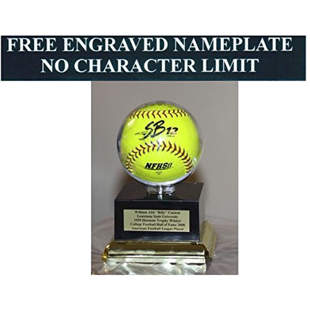 Softball Personalized Acrylic Display Case with Round Holder for 11