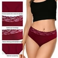 thumbnail image 2 of MecTo Womens Cotton Underwear Bikini Panties Lace Hipster French Cut Ladies Panties Soft Stretch Briefs 4-Pack, 2 of 7