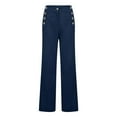 thumbnail image 6 of HXWCHs Plus Size Solid Trousers Women's Fashionable Spring Summer Wide Leg Trouser Casual Button Front Baggy Pants Comfortable Plus Size L Navy, 6 of 8