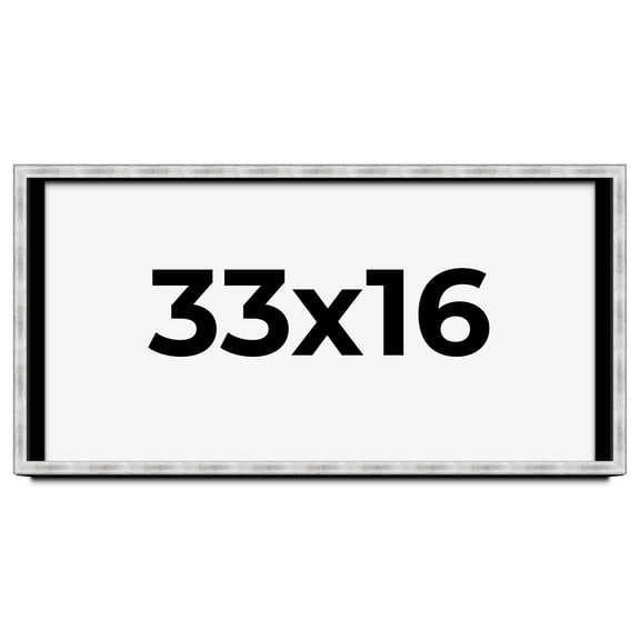 33x16 Frame Brushed Silver Solid Wood Picture Frame | 0.75 Inch Moulding Width | Rabbet Depth 0.75