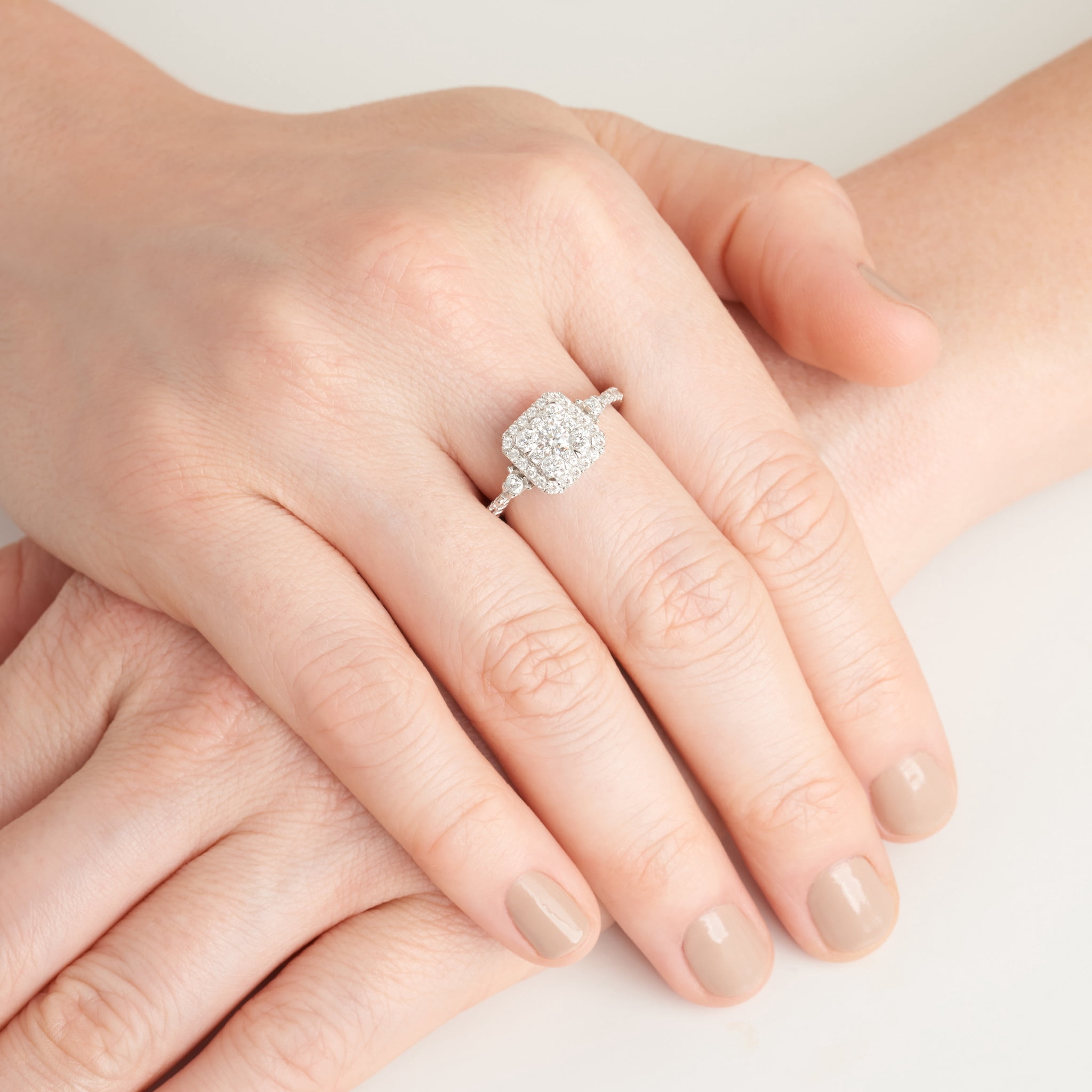 Forever Facets 1 CT TW Lab Grown Diamond Engagement Ring in Sterling Silver, Adult Female