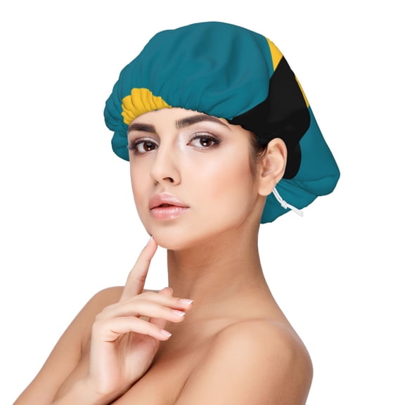 Flag Of The Bahamas Sleep Cap Satin Bonnet Sleeping Hat Soft Elastic Night Hair Cover For Women