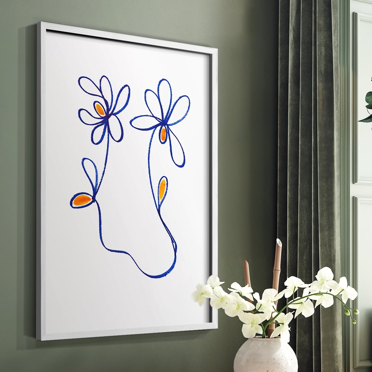Wobbly Blooms IV Framed Print - Solid Wood in Single Picture Frame Solid Wood 2 Framed Print