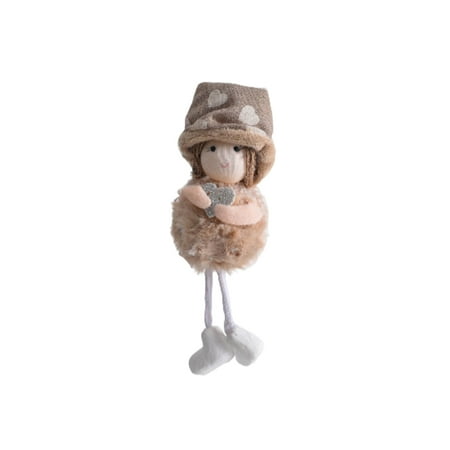 

ADVEN Xmas Tree Decoration Cute Doll Snowman Five-pointed Star Beautiful Christmas Angel Dolls Hanging Pendant Plush Toys Home Kids Heart-shaped