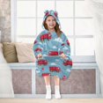 thumbnail image 7 of FORMRS Wearable Blanket Hoodie with Sleeves for Kids Cozy Flannel Sweatshirt, Blue Truck Clouds Pattern, 7 of 7