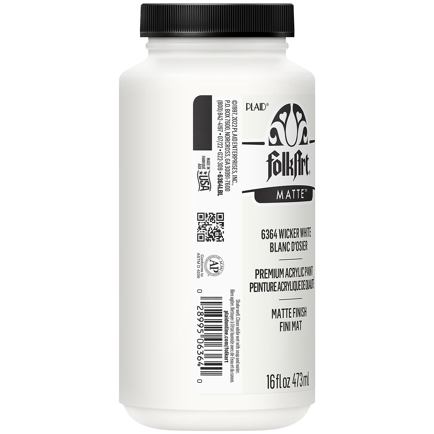 FolkArt Acrylic Paint Matte 16oz. Wicker White 2/Pack (FLK6364-2)