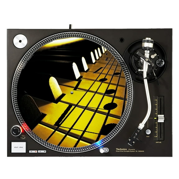 KuzmarK™ 12" DJ Turntable Slipmat - Sheet Music On Piano Keys