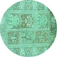 thumbnail image 1 of Ahgly Company Indoor Round Persian Turquoise Blue Traditional Area Rugs, 5' Round, 1 of 4